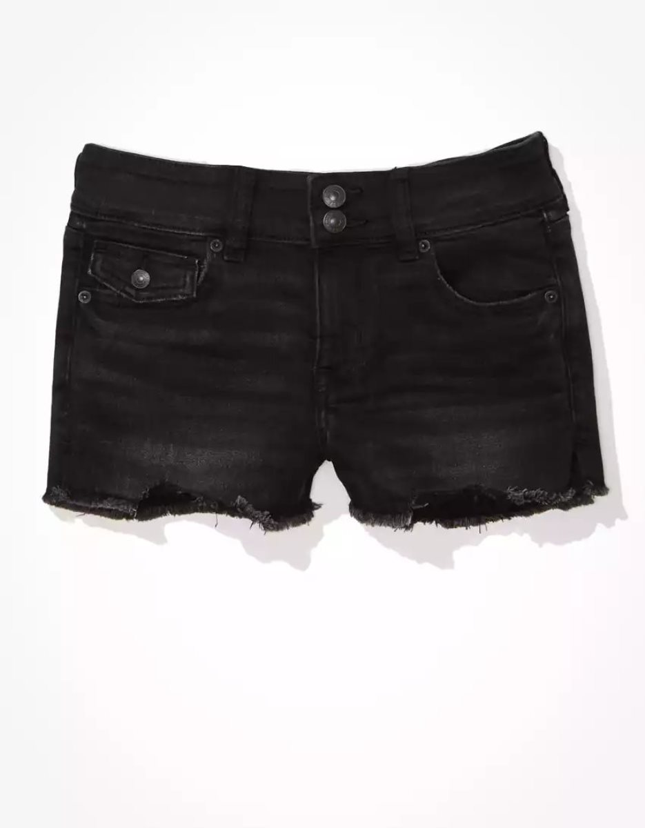 Shorts American Eagle AE Ne(x)t Level Low-Rise Denim Noir Femme | NUO-20631097